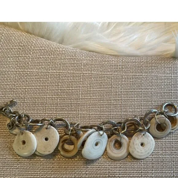 Sterling 925 & Kualia Large Hole Shell Bracelet from Papau New Guinea ~AMAZING